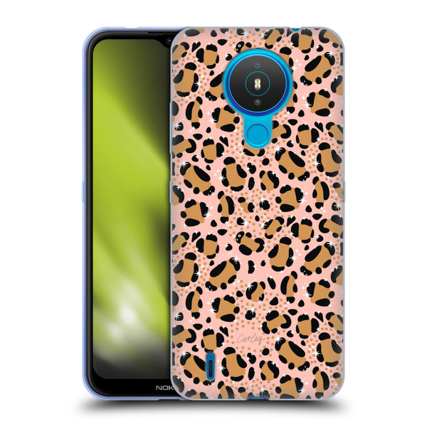 Cat Coquillette Tropical Wildlife Sparkly Leopard Print Soft Gel Case for Nokia 1.4