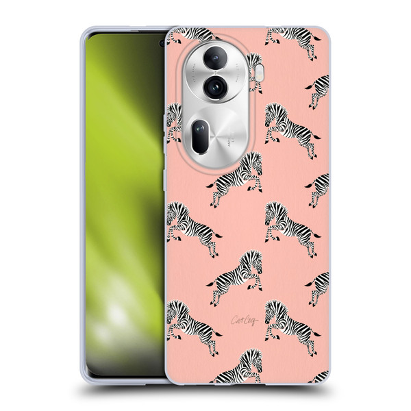 Cat Coquillette Tropical Wildlife Zebra Leap Pattern Soft Gel Case for OPPO Reno11 Pro