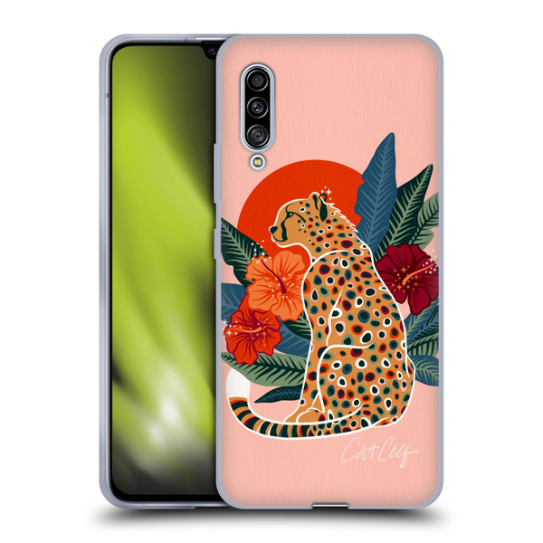 Cat Coquillette Tropical Wildlife Cheetah And Hibiscus Soft Gel Case for Samsung Galaxy A90 5G (2019)