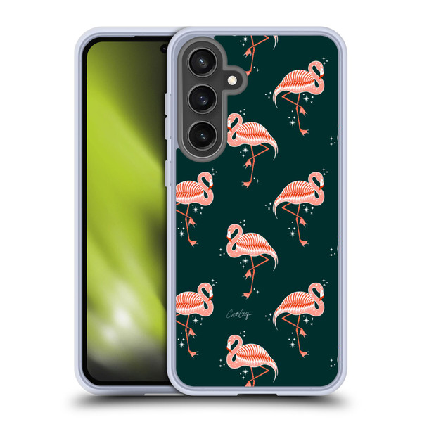 Cat Coquillette Tropical Wildlife Flamingo Sparkles Soft Gel Case for Samsung Galaxy S24 FE