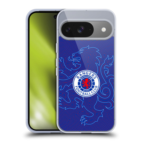 Rangers FC Crest Lion Pinstripes Pattern Soft Gel Case for Google Pixel 9 / Pixel 9 Pro