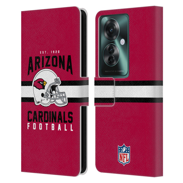 NFL Arizona Cardinals Graphics Helmet Typography Leather Book Wallet Case Cover For OPPO Reno11 F 5G / F25 Pro 5G