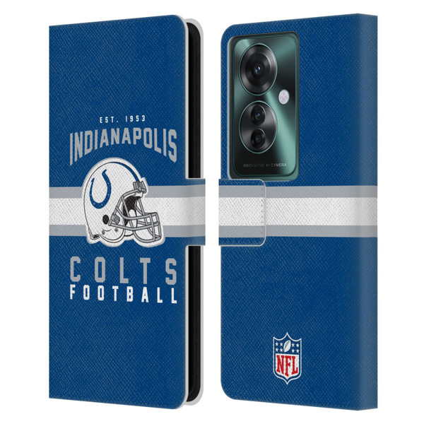 NFL Indianapolis Colts Graphics Helmet Typography Leather Book Wallet Case Cover For OPPO Reno11 F 5G / F25 Pro 5G