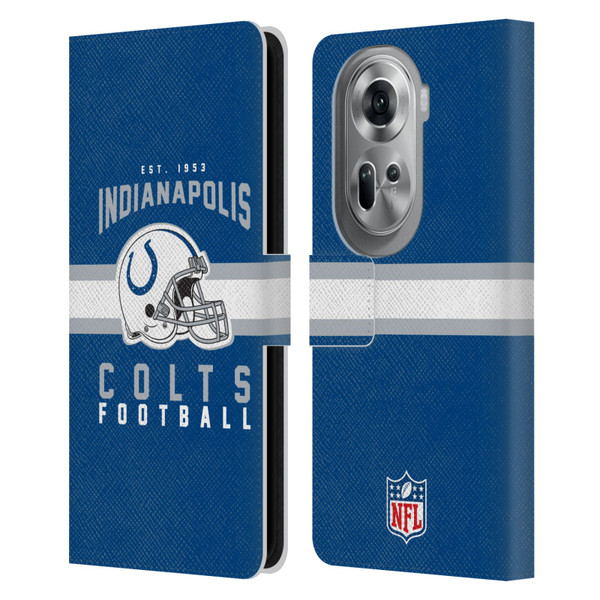 NFL Indianapolis Colts Graphics Helmet Typography Leather Book Wallet Case Cover For OPPO Reno11 Pro