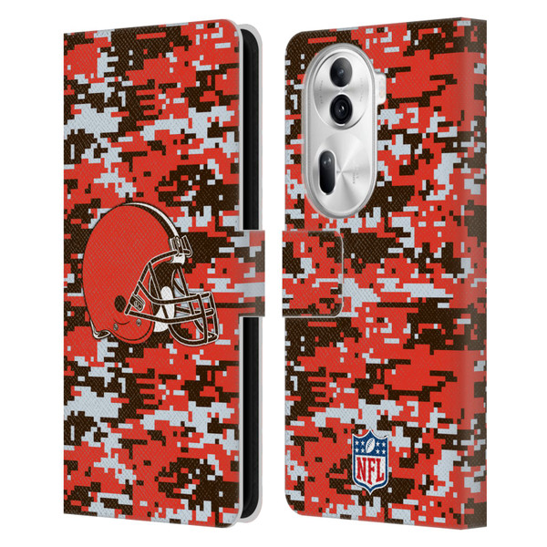 NFL Cleveland Browns Graphics Digital Camouflage Leather Book Wallet Case Cover For OPPO Reno11