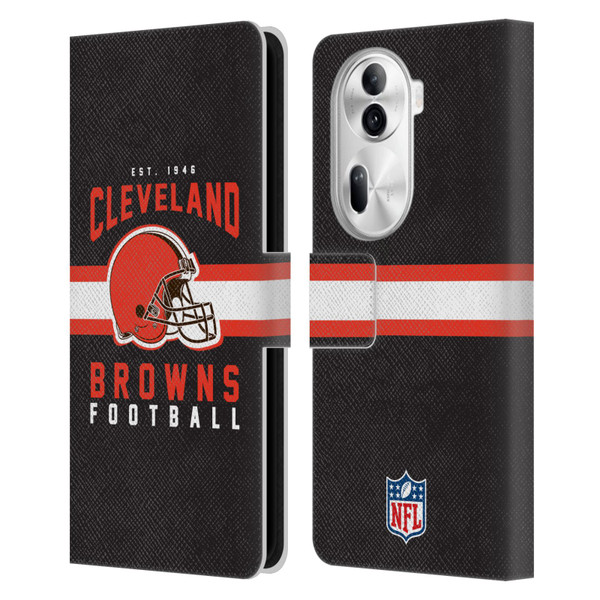 NFL Cleveland Browns Graphics Helmet Typography Leather Book Wallet Case Cover For OPPO Reno11