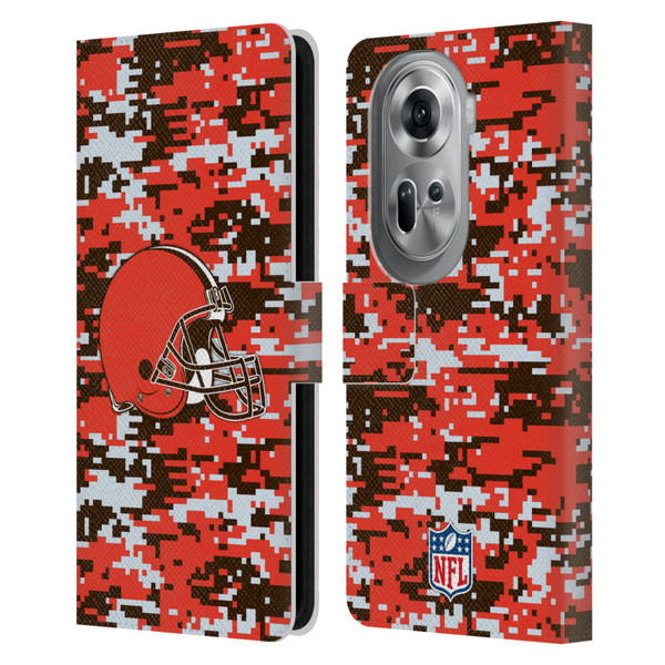 NFL Cleveland Browns Graphics Digital Camouflage Leather Book Wallet Case Cover For OPPO Reno11 Pro