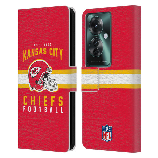 NFL Kansas City Chiefs Graphics Helmet Typography Leather Book Wallet Case Cover For OPPO Reno11 F 5G / F25 Pro 5G