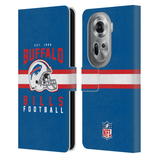 NFL Buffalo Bills Graphics Helmet Typography Leather Book Wallet Case Cover For OPPO Reno11 Pro