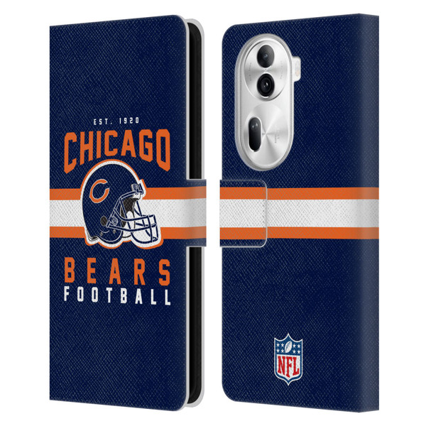 NFL Chicago Bears Graphics Helmet Typography Leather Book Wallet Case Cover For OPPO Reno11