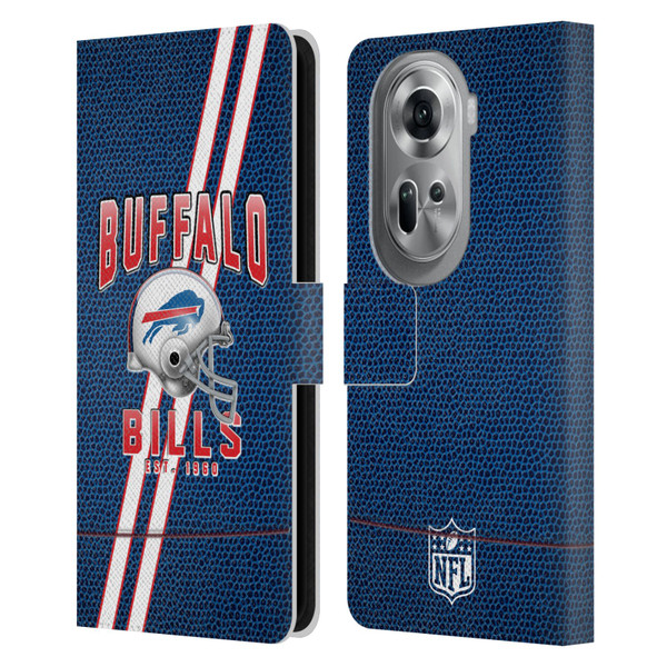 NFL Buffalo Bills Logo Art Football Stripes Leather Book Wallet Case Cover For OPPO Reno11 Pro