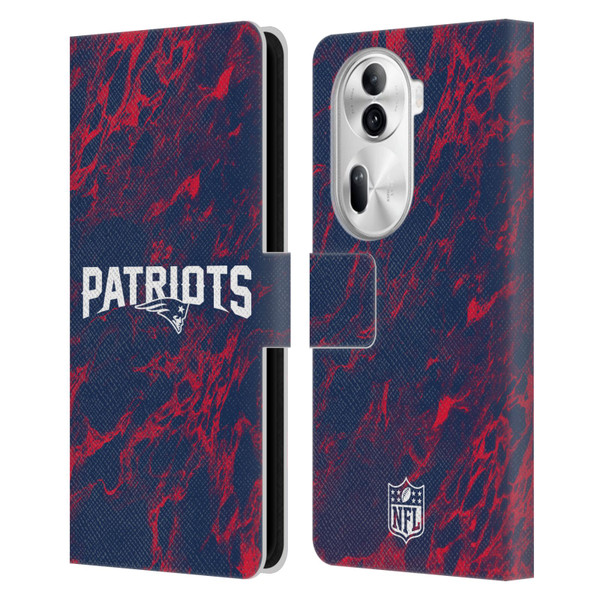 NFL New England Patriots Graphics Coloured Marble Leather Book Wallet Case Cover For OPPO Reno11