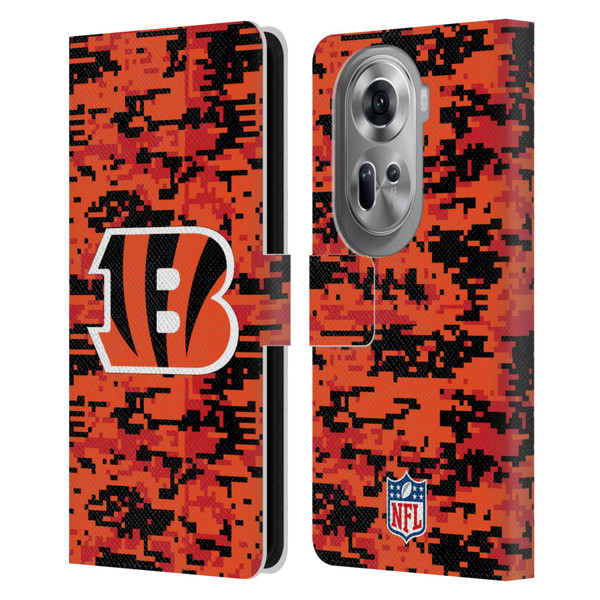 NFL Cincinnati Bengals Graphics Digital Camouflage Leather Book Wallet Case Cover For OPPO Reno11 Pro
