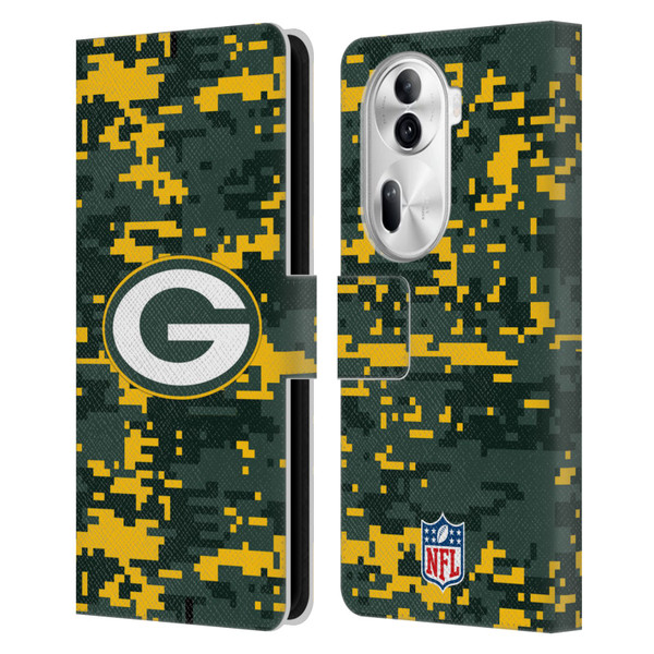 NFL Green Bay Packers Graphics Digital Camouflage Leather Book Wallet Case Cover For OPPO Reno11