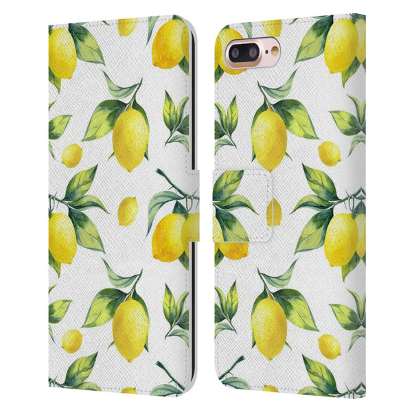 Haroulita Fruits White Lemons Leather Book Wallet Case Cover For Apple iPhone 7 Plus / iPhone 8 Plus