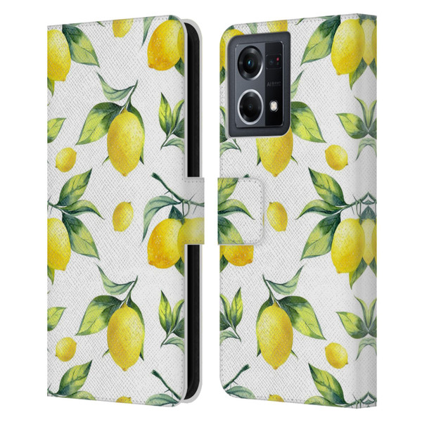 Haroulita Fruits White Lemons Leather Book Wallet Case Cover For OPPO Reno8 4G