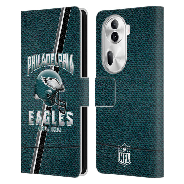 NFL Philadelphia Eagles Logo Art Football Stripes Leather Book Wallet Case Cover For OPPO Reno11