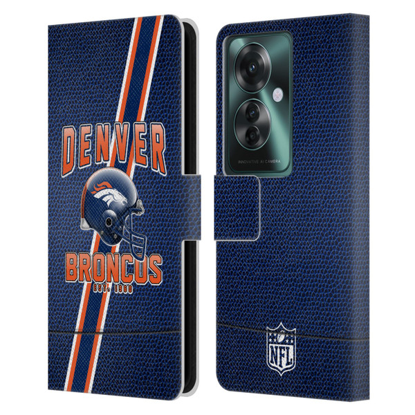 NFL Denver Broncos Logo Art Football Stripes Leather Book Wallet Case Cover For OPPO Reno11 F 5G / F25 Pro 5G