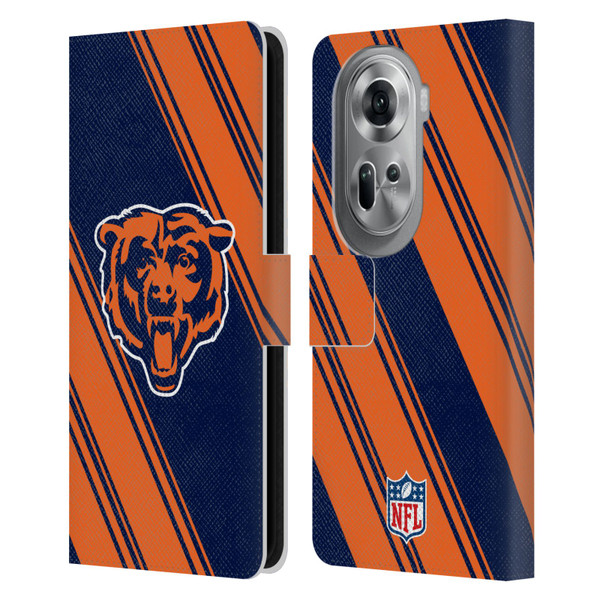 NFL Chicago Bears Artwork Stripes Leather Book Wallet Case Cover For OPPO Reno11 Pro