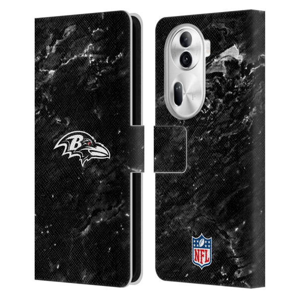 NFL Baltimore Ravens Artwork Marble Leather Book Wallet Case Cover For OPPO Reno11