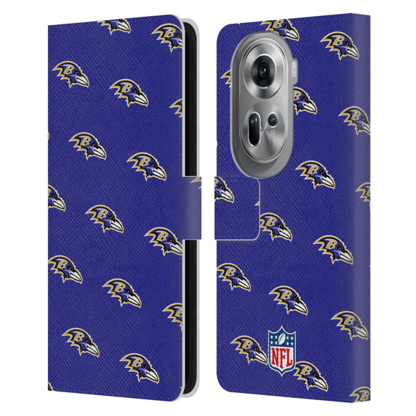 NFL Baltimore Ravens Artwork Patterns Leather Book Wallet Case Cover For OPPO Reno11 Pro