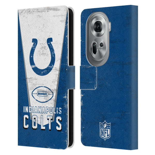 NFL Indianapolis Colts Logo Art Banner Leather Book Wallet Case Cover For OPPO Reno11 Pro