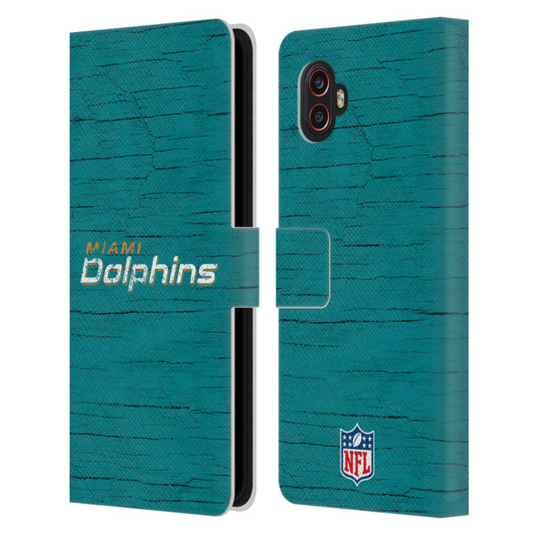 NFL Miami Dolphins Logo Distressed Look Leather Book Wallet Case Cover For Samsung Galaxy Xcover6 Pro/Pro2