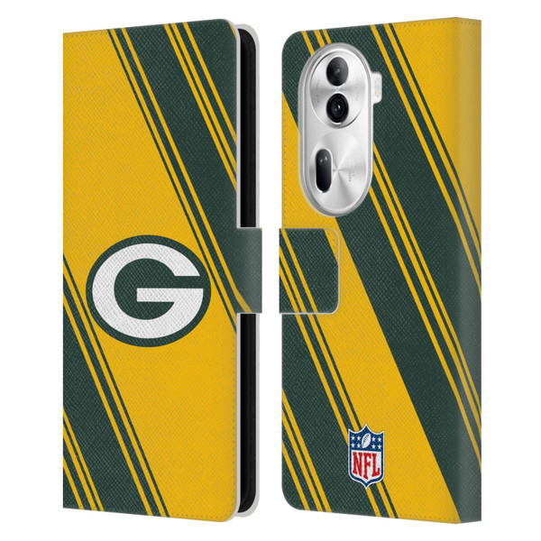 NFL Green Bay Packers Artwork Stripes Leather Book Wallet Case Cover For OPPO Reno11