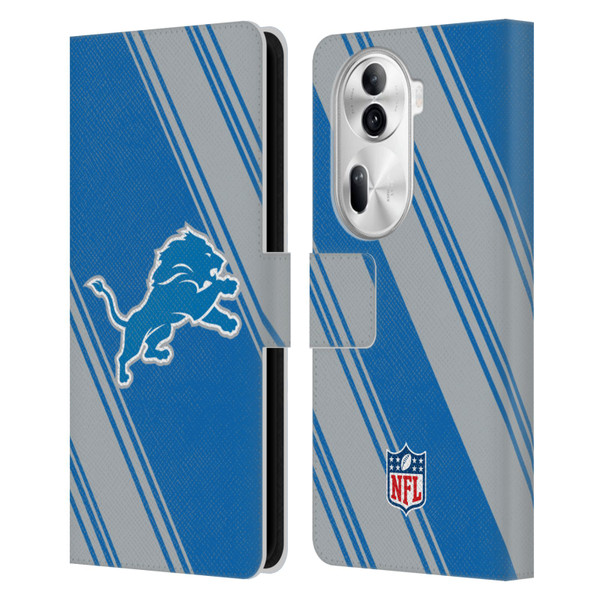 NFL Detroit Lions Artwork Stripes Leather Book Wallet Case Cover For OPPO Reno11
