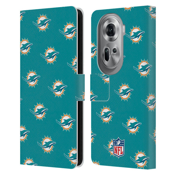 NFL Miami Dolphins Artwork Patterns Leather Book Wallet Case Cover For OPPO Reno11 Pro