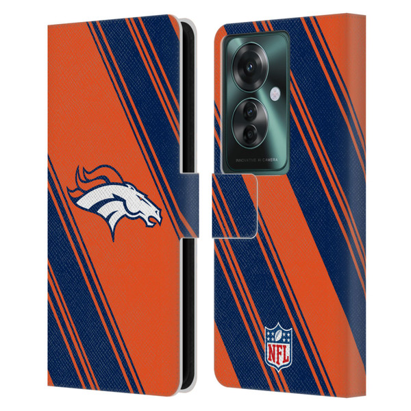 NFL Denver Broncos Artwork Stripes Leather Book Wallet Case Cover For OPPO Reno11 F 5G / F25 Pro 5G