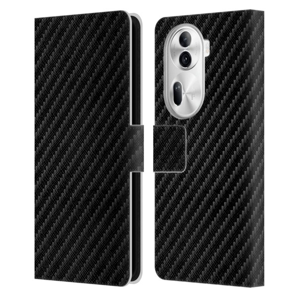 Alyn Spiller Carbon Fiber Plain Leather Book Wallet Case Cover For OPPO Reno11