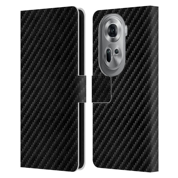 Alyn Spiller Carbon Fiber Plain Leather Book Wallet Case Cover For OPPO Reno11 Pro