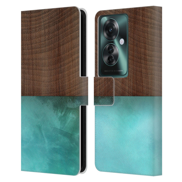 Alyn Spiller Wood & Resin Blocking Leather Book Wallet Case Cover For OPPO Reno11 F 5G / F25 Pro 5G