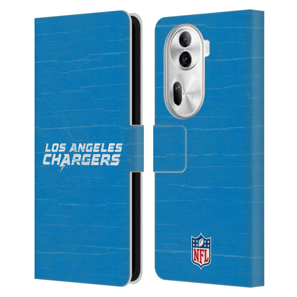 NFL Los Angeles Chargers Logo Distressed Look Leather Book Wallet Case Cover For OPPO Reno11