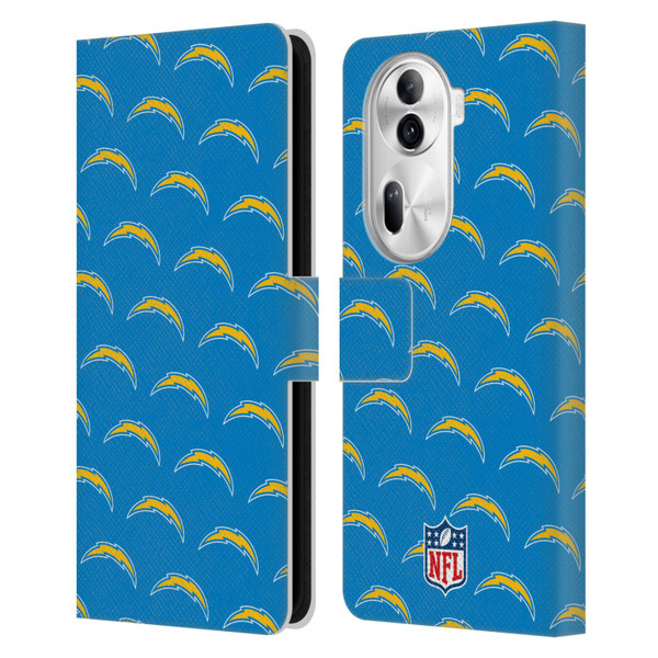 NFL Los Angeles Chargers Artwork Patterns Leather Book Wallet Case Cover For OPPO Reno11
