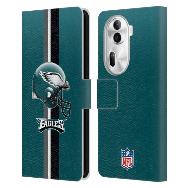 NFL Philadelphia Eagles Logo Helmet Leather Book Wallet Case Cover For OPPO Reno11