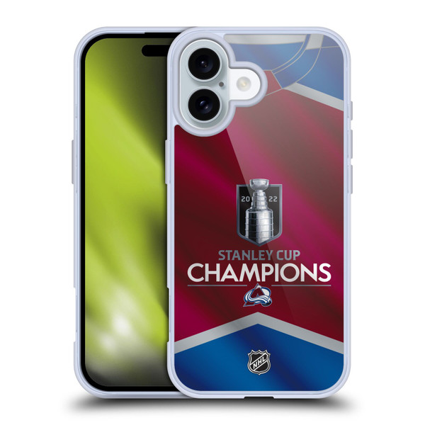 NHL 2022 Stanley Cup Champions Colorado Avalanche Jersey Soft Gel Case for Apple iPhone 16