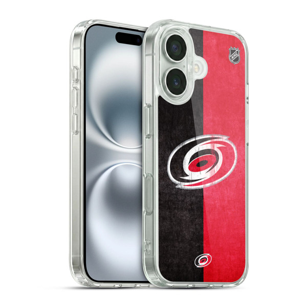 NHL Carolina Hurricanes Half Distressed Soft Gel Case for Apple iPhone 16