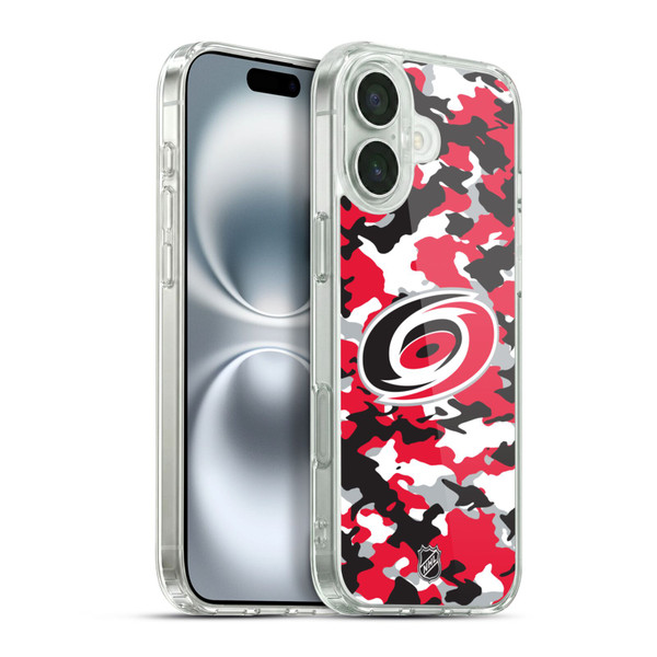 NHL Carolina Hurricanes Camouflage Soft Gel Case for Apple iPhone 16 Plus