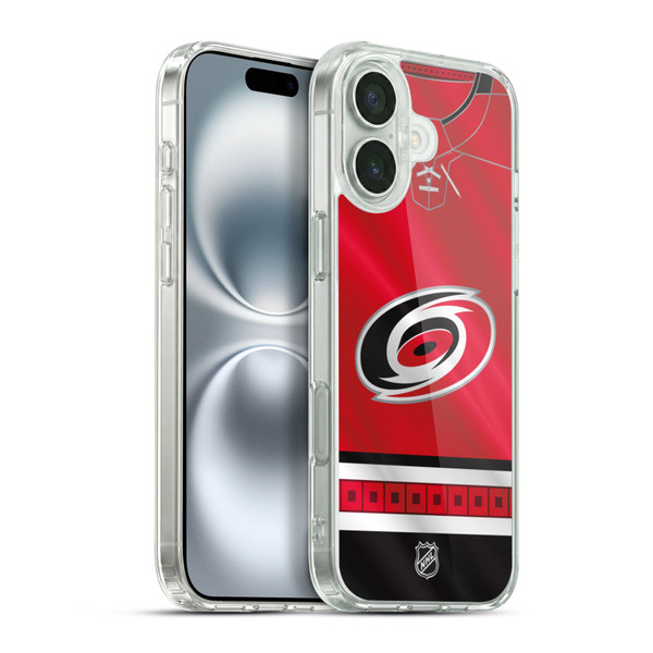 NHL Carolina Hurricanes Jersey Soft Gel Case for Apple iPhone 16 Plus