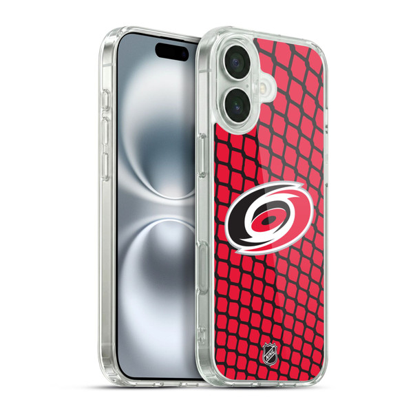 NHL Carolina Hurricanes Net Pattern Soft Gel Case for Apple iPhone 16 Plus