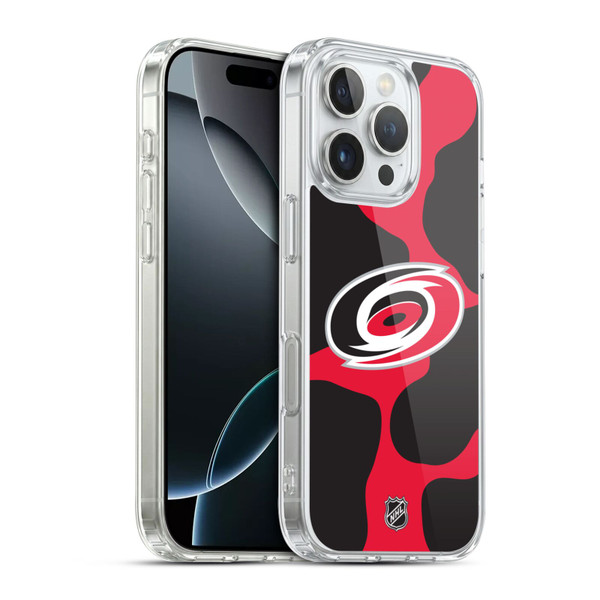 NHL Carolina Hurricanes Cow Pattern Soft Gel Case for Apple iPhone 16 Pro