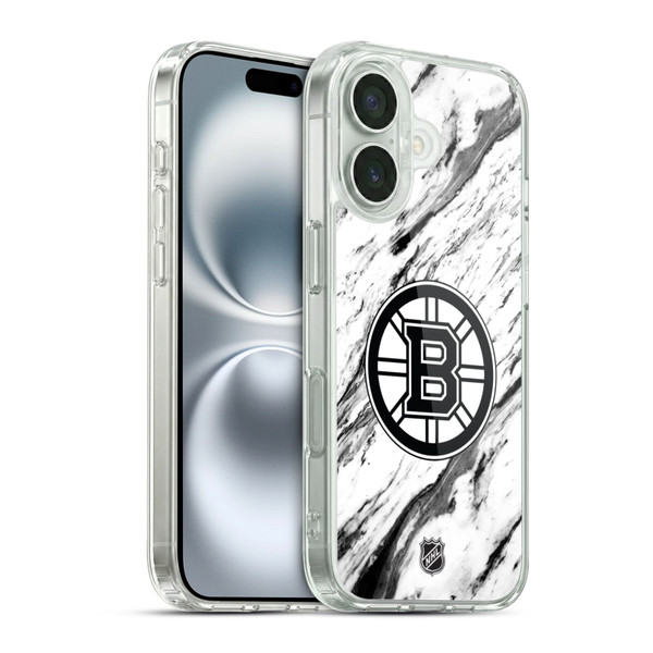 NHL Boston Bruins Marble Soft Gel Case for Apple iPhone 16 & MagSafe