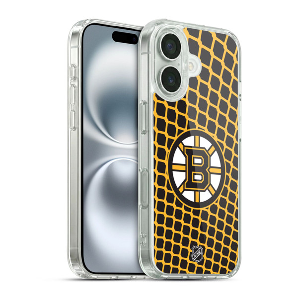 NHL Boston Bruins Net Pattern Soft Gel Case for Apple iPhone 16 & MagSafe