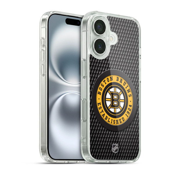 NHL Boston Bruins Puck Texture Soft Gel Case for Apple iPhone 16 & MagSafe