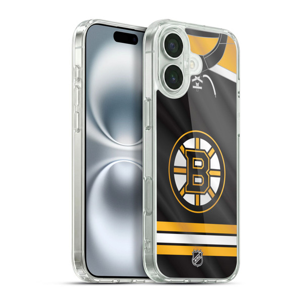 NHL Boston Bruins Jersey Soft Gel Case for Apple iPhone 16 Plus & MagSafe