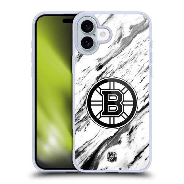 NHL Boston Bruins Marble Soft Gel Case for Apple iPhone 16 Plus & MagSafe