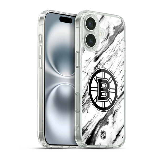 NHL Boston Bruins Marble Soft Gel Case for Apple iPhone 16 Plus & MagSafe