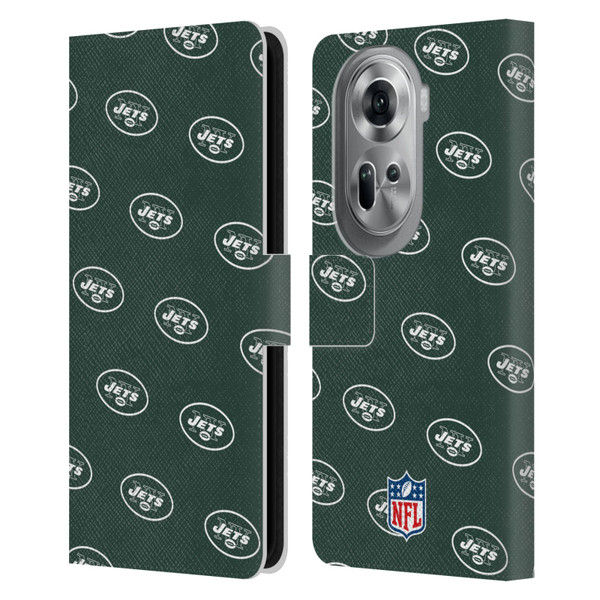 NFL New York Jets Artwork Patterns Leather Book Wallet Case Cover For OPPO Reno11 Pro